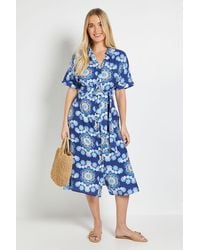 Wallis - Petite Paisley Short Sleeve Shirt Dress - Lyst