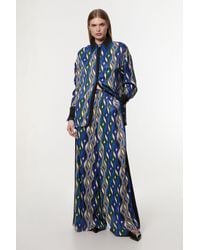 Karen Millen - Amelia Graham Printed Viscose Satin Hight Waist Trouser - Lyst