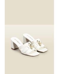 Sosandar - Leia Leather Block Heel Chain Detail Mules - Lyst
