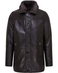 Infinity Leather - Zwarte Mid-length Warme Leren Trenchcoat - Lyst