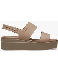 Crocs™ - 206453-2El Brooklyn Low Wedge Sandals Latte/Mushroom - Lyst