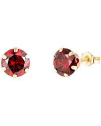 The Jewellery Stockroom - 9Ct 6Mm Round Ruby Cubic Zirconia Stud Earrings - Lyst