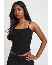 Boohoo - Lace Trim Boned Corset Top - Lyst