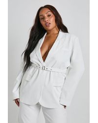 Boohoo - Plus Tailored Tie Belt Wrap Blazer - Lyst