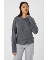 Brave Soul - Collared Button Through Knitted Cardigan - Lyst
