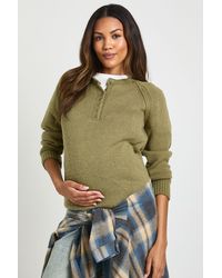 Boohoo - Maternity Henley Button Knitted Jumper - Lyst