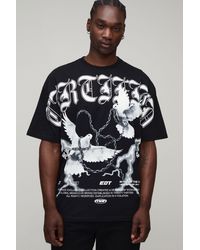 BoohooMAN - Tall Oversized Gothic Dove Over The Seams Print T-Shirt Cotton - Lyst