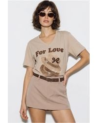 Bianco Lucci - Oversized V-Neck Printed T-Shirt - Lyst