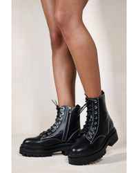 Where's That From - Annie Chunky Platform Ankle Boot With Lace Up Detail - Lyst