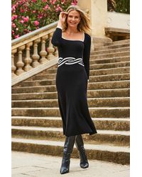 Sosandar - Twist Detail Fit & Flare Knitted Dress - Lyst