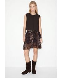 Bianco Lucci - High Waist Lace Detailed Skirt With Belt - Lyst