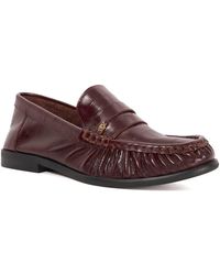 Dune - Grisella Leather Slip On Ruched Toe Loafers - Lyst