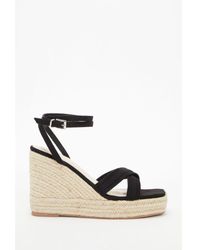 Quiz - Cross Strap Wedges Faux Leather - Lyst