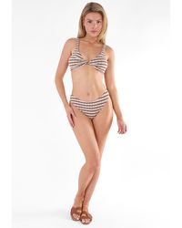 Gini London - Textured Stripe Bikini Bottom - Lyst