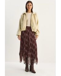 Bianco Lucci - Lined Checkered Midi Skirt - Lyst