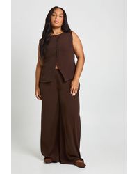 Boohoo - Plus Pleated Tailored Wide Leg Trouser - Lyst