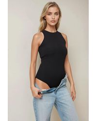 Hiccup - Textured Halter Collar Slim Fit Bodysuit - Lyst