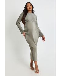 Boohoo - Maternity Plisse Batwing Midaxi Dress - Lyst