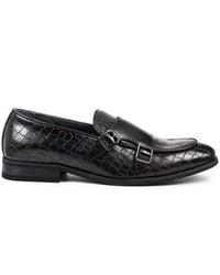 Infinity Leather - Vegan Double Monk Strap Loafer Shoes Faux Leather - Lyst