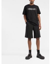 Versace - T-shirt Met Ronde Hals En Logoprint In Zwart - Lyst