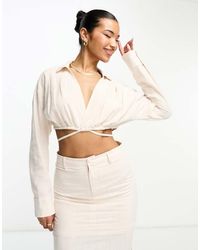 Public Desire - Linen Crop Top Co-ord - Lyst