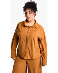 Boohoo - Plus Cord Oversized Shirt - Lyst
