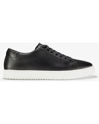 Clarks - Lockton Leren Sneakers In Zwart Met Veters - Lyst