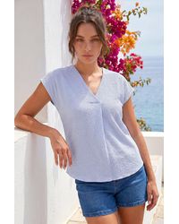Roman - Petite Stripe Tuck Front Top - Lyst