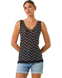 Roman - Longline Zig Zag Knit Vest - Lyst