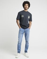 River Island - Blue Slim Fit Jeans - Lyst