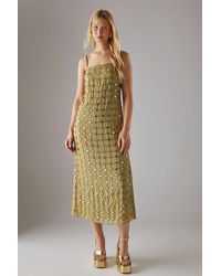 Warehouse - Hand Embellished Sequin Grid Strappy Column Midi Dress - Lyst