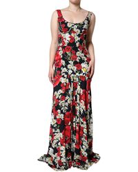 Dolce & Gabbana - Floral Silk Sleeveless Long Gown Dress - Lyst