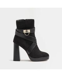 River Island - Ankle Boots Padlock Heeled Pu - Lyst