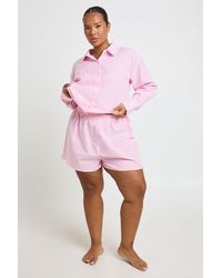 Boohoo - Plus Cotton Pinstripe Pyjama Short - Lyst
