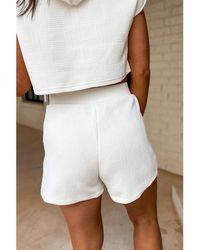 Azura Exchange - Textured Cropped Hoodie And Shorts Set - Lyst