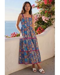 Roman - Petite Print Ric Rac Tiered Midi Dress - Lyst