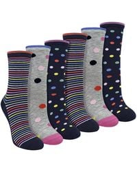 Sock Snob - 6 Pairs Ladies Spots And Stripe Patterned Socks- Soft Cotton Rich Everyday Socks - Lyst