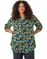 Roman - Curve Textured Floral Puff Print Shirt - Lyst