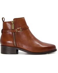 Dune - Ladies Poppa Buckle-Detail Leather Ankle Boots - Lyst