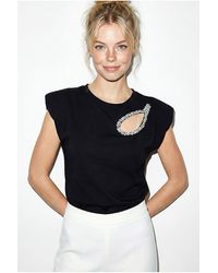 Bianco Lucci - Cut Out Crew Neck T-Shirt - Lyst
