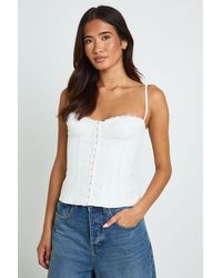 Boohoo - Lace Hook And Eye Corset Top - Lyst