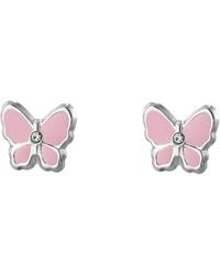 The Jewellery Stockroom - Sterling Enamelled Butterfly With Crystals Stud Earrings - Lyst