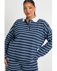 Boohoo - Plus Stripe Collared Button Down Top - Lyst
