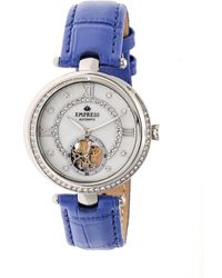 Empress - Stella Automatic Semi-Skeleton Mop Leather-Band Watch - Lyst