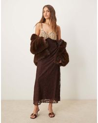 Miss Selfridge - Maxi Slip Dress With Contrast Lace - Lyst