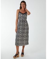 Blue Vanilla - Pleated Midi Slip Dress With Lace Trim - Lyst