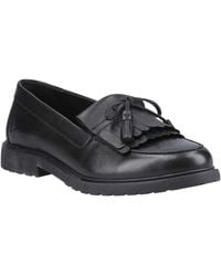 Hush Puppies - Verity Kiltie Leren Zwarte Instappers - Lyst
