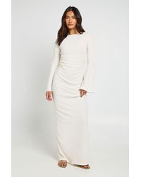 Boohoo - Textured Open Back Flared Sleeve Maxi Dress - Lyst