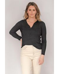 Secret Label - Ribbed Collared Long Sleeve Top - Lyst