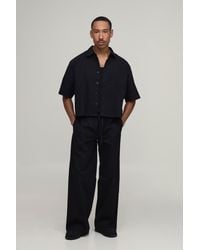 BoohooMAN - Cropped Boxy Oversized Shirt & Baggy Trouser Set - Lyst